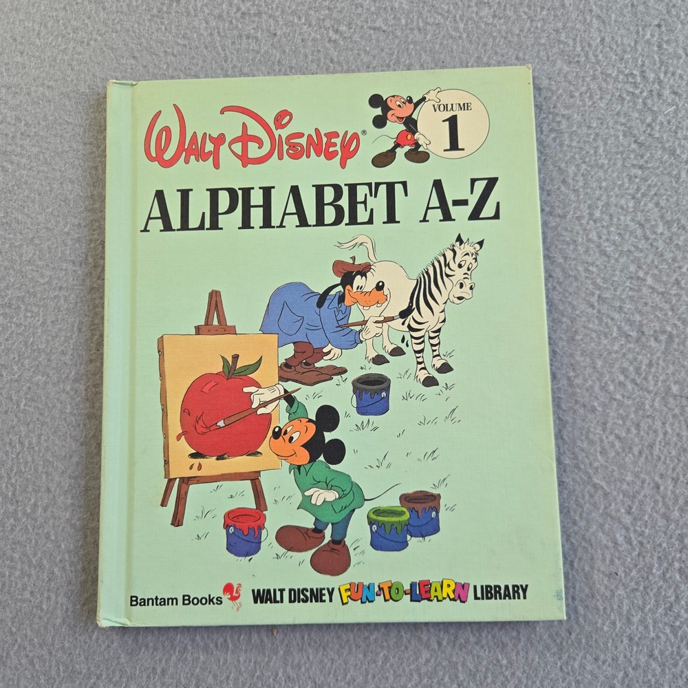 Walt Disney Alphabet A-Z Book Kids OS Green Fun-To-Learn Library Vol 1 1983 Vtg